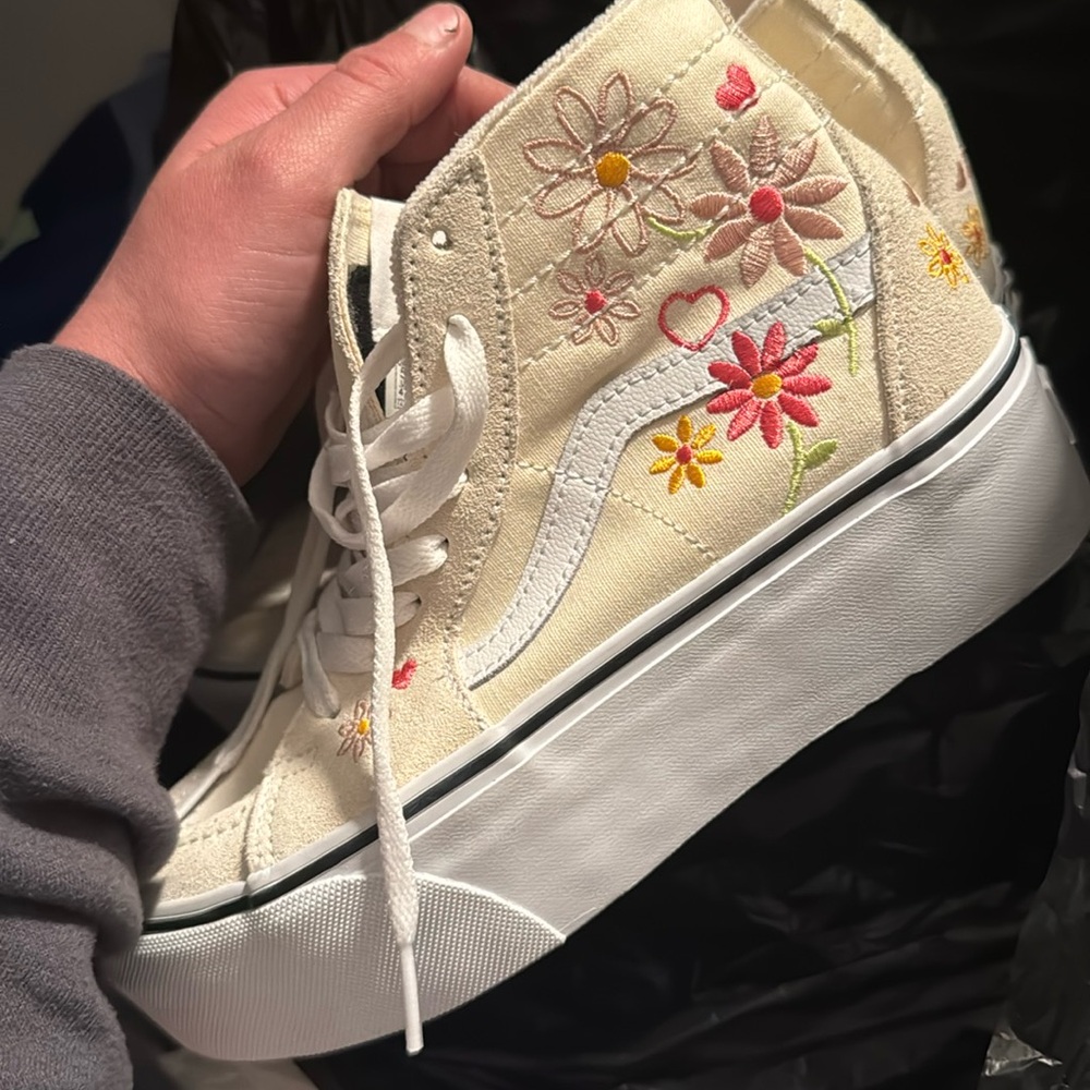 NEW Floral stackform sk8 hi tapered vans W 7